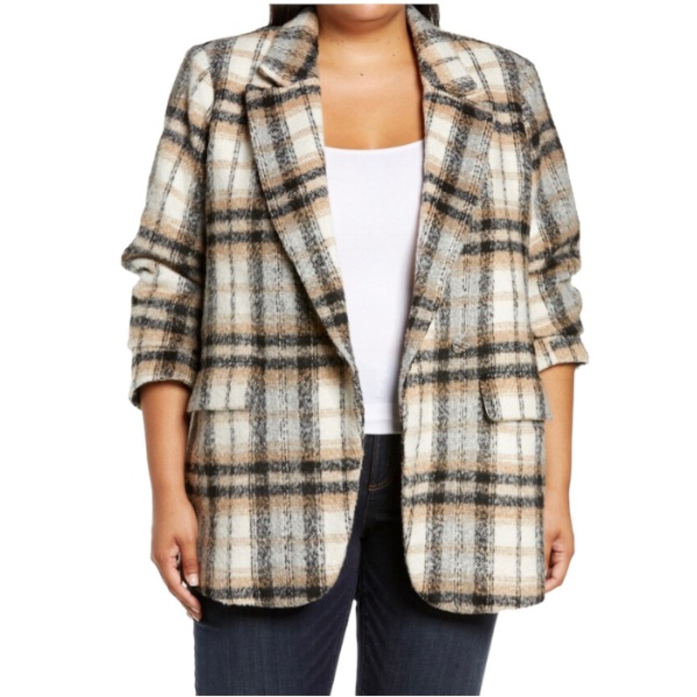 GOOD AMERICAN Plaid Boxy Blazer/Jacket